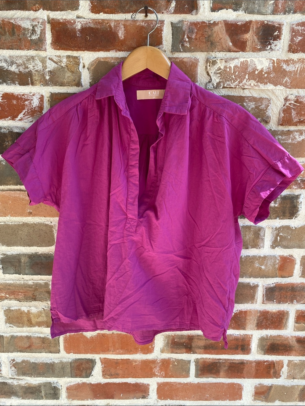 CALI  by Cali Dreaming Motley Top collared v-neck popover XS